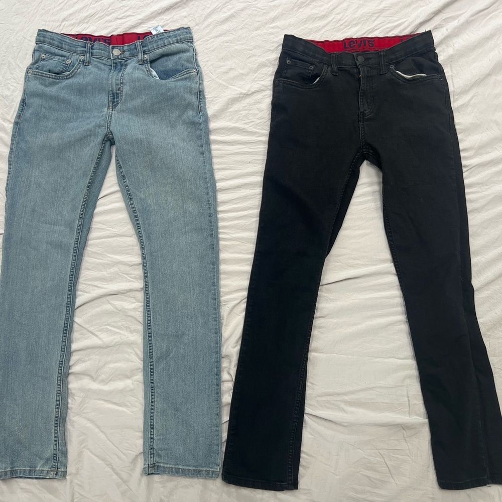 Levi's Black and Blue Straight Leg Jeans